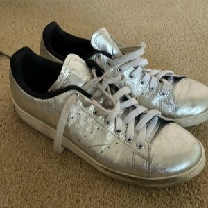 Silver adidas shoes